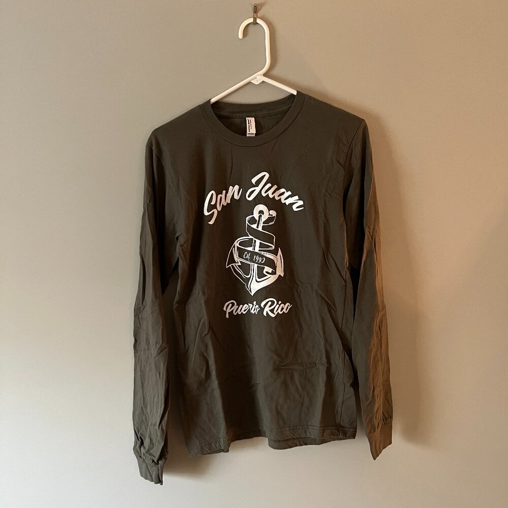 American Apparel San Juan Puerto Rico Brown/Green Long Sleeve T-Shirt (Size S)